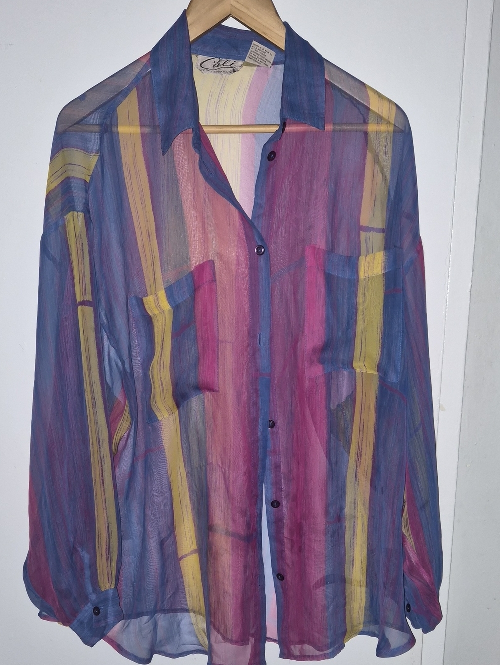 Sheer Striped Button-Up Shirt Jacket - Multicolor
